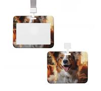 Badge Holder Thick Clear ID Card Holder Hard Plastic Name Tag Holders Papillon Lying on Tummy Badge Holders with Clip Work Badge Sleeve for Office Doctor Teacher Accessories