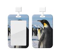 Badge Holder Thick Clear ID Card Holder Hard Plastic Name Tag Holders Penguins Badge Holders with Clip Work Badge Sleeve for Office Doctor Teacher Accessories