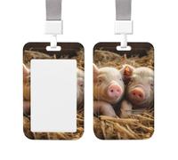 Badge Holder Thick Clear ID Card Holder Hard Plastic Name Tag Holders Pigs in the Pig Pen Badge Holders with Clip Work Badge Sleeve for Office Doctor Teacher Accessories