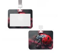 Badge Holder Thick Clear ID Card Holder Hard Plastic Name Tag Holders Red Ladybug Badge Holders with Clip Work Badge Sleeve for Office Doctor Teacher Accessories