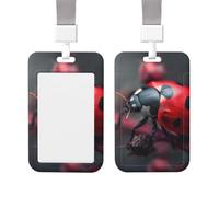 Badge Holder Thick Clear ID Card Holder Hard Plastic Name Tag Holders Red Ladybug Badge Holders with Clip Work Badge Sleeve for Office Doctor Teacher Accessories