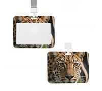 Badge Holder Thick Clear ID Card Holder Hard Plastic Name Tag Holders Red Leopard Zebra Badge Holders with Clip Work Badge Sleeve for Office Doctor Teacher Accessories