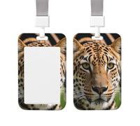 Badge Holder Thick Clear ID Card Holder Hard Plastic Name Tag Holders Red Leopard Zebra Badge Holders with Clip Work Badge Sleeve for Office Doctor Teacher Accessories