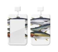 Badge Holder Thick Clear ID Card Holder Hard Plastic Name Tag Holders Salmon Fish Badge Holders with Clip Work Badge Sleeve for Office Doctor Teacher Accessories