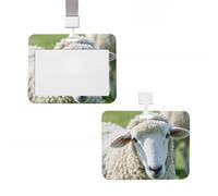 Badge Holder Thick Clear ID Card Holder Hard Plastic Name Tag Holders Sheep Badge Holders with Clip Work Badge Sleeve for Office Doctor Teacher Accessories