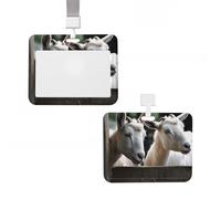 Badge Holder Thick Clear ID Card Holder Hard Plastic Name Tag Holders Sheep in Fence Badge Holders with Clip Work Badge Sleeve for Office Doctor Teacher Accessories