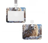 Badge Holder Thick Clear ID Card Holder Hard Plastic Name Tag Holders Snow Owl Badge Holders with Clip Work Badge Sleeve for Office Doctor Teacher Accessories