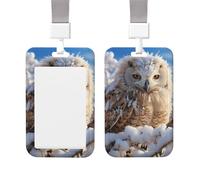 Badge Holder Thick Clear ID Card Holder Hard Plastic Name Tag Holders Snow Owl Badge Holders with Clip Work Badge Sleeve for Office Doctor Teacher Accessories