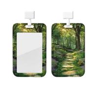 Badge Holder Thick Clear ID Card Holder Hard Plastic Name Tag Holders Spring Scenery Badge Holders with Clip Work Badge Sleeve for Office Doctor Teacher Accessories