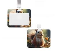 Badge Holder Thick Clear ID Card Holder Hard Plastic Name Tag Holders Squirrel Funny Animal Badge Holders with Clip Work Badge Sleeve for Office Doctor Teacher Accessories