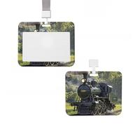 Badge Holder Thick Clear ID Card Holder Hard Plastic Name Tag Holders Steam Train Badge Holders with Clip Work Badge Sleeve for Office Doctor Teacher Accessories