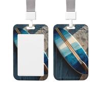 Badge Holder Thick Clear ID Card Holder Hard Plastic Name Tag Holders Surfboard on Wooden Badge Holders with Clip Work Badge Sleeve for Office Doctor Teacher Accessories