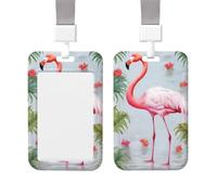 Badge Holder Thick Clear ID Card Holder Hard Plastic Name Tag Holders White Flamingo Badge Holders with Clip Work Badge Sleeve for Office Doctor Teacher Accessories