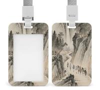 Badge Holder Traveling in The Mountains and Streams Printed Vertical Name Card Holder Suitable for Office School ID Card Proximity Key Card Driver License and Pass