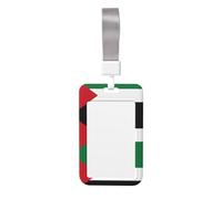 Badge Holder Vertical Clear Plastic Case IDs Protector for Office, Credit Cards,Proximity Key Cards Flag of The State of Palestine