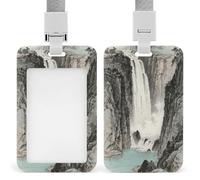 Badge Holder Waterfalls in The Canyon Printed Vertical Name Card Holder Suitable for Office School ID Card Proximity Key Card Driver License and Pass