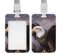 Badge Holder with Lanyard Bald Eagle Funny Vertical ID Name Tag Worker Badge Vertical Card Protector Cover Case for Key Office Doctor Nurse Medical Teacher