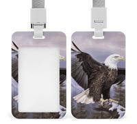 Badge Holder with Lanyard Bald Eagle Funny Vertical ID Name Tag Worker Badge Vertical Card Protector Cover Case for Key Office Doctor Nurse Medical Teacher