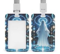 Badge Holder with Lanyard Ghosts Dance with Magic Funny Vertical ID Name Tag Worker Badge Vertical Card Protector Cover Case for Key Office Doctor Nurse Medical Teacher