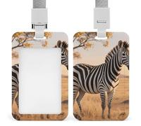 Badge Holder with Lanyard Grevy's Zebra on Grassland Funny Vertical ID Name Tag Worker Badge Vertical Card Protector Cover Case for Key Office Doctor Nurse Medical Teacher