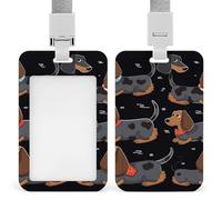 Badge Holder with Lanyard I Love My Dog Dachshunds Funny Vertical ID Name Tag Worker Badge Vertical Card Protector Cover Case for Key Office Doctor Nurse Medical Teacher