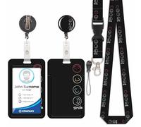 Badge Holder with Lanyard, ID Badge Holders with Detachable Cute Lanyard, Retractable Badge Reel Carabiner Clip, Personalized Card Cover Case Protector for Nurse Teacher Student (Smiley-Black-2)