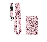 Badge Holder with Lanyard in a Coordinated, Leopard Print, C | Front Card Display Pocket, Woven Polyester Neck Strap, ABS Holder for Workplace Badges and Event Credentials