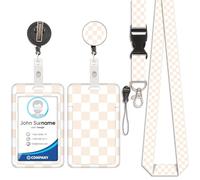 Badge Holder with Lanyard, Personalized ID Badge Holders with Retractable Badge Reel Carabiner Clip, Vertical Card Cover Case Protector with Detachable Cute Lanyard, for Nurse Teacher Student(White)