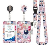 Badge Holder with Lanyard, Personalized ID Badge Holders with Retractable Badge Reel Carabiner Clip, Vertical Card Cover Case Protector with Detachable Cute Lanyard, for Nurse Teacher Student(Racket)