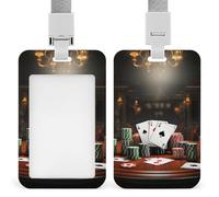 Badge Holder with Lanyard Poker Tournament Funny Vertical ID Name Tag Worker Badge Vertical Card Protector Cover Case for Key Office Doctor Nurse Medical Teacher