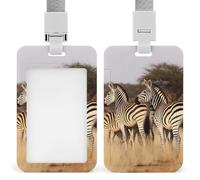 Badge Holder with Lanyard Zebras On South Africa Funny Vertical ID Name Tag Worker Badge Vertical Card Protector Cover Case for Key Office Doctor Nurse Medical Teacher