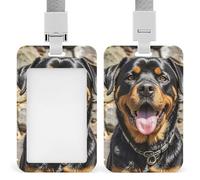 Badge Holder with Lanyards Rottweiler Dogs Tongue Head Retractable Vertical Plastic Id Badge Holder Name Key Card Holders Case for Teacher Nurse Doctor Office Gift for Coworkers