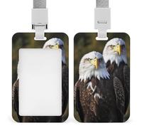 Badge Holder with Lanyards White Head Eagle Retractable Vertical Plastic Id Badge Holder Name Key Card Holders Case for Teacher Nurse Doctor Office Gift for Coworkers