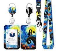 Badge Holder with Retractable Reel and Breakaway Lanyard，Christmas Nightmare Badge Clips Retractable Heavy Duty Badge Reel，Halloween Keychain，ID Holder with Breakaway Lanyard for School