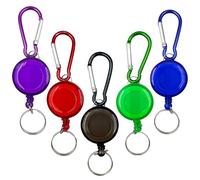 Badge Holder with Retractable Reel, Extendable Keychain Belt Clip Key Chain Pull Reel for ID Card Fishing Gear, Office School Outdoor (5 Pack, Assorted)