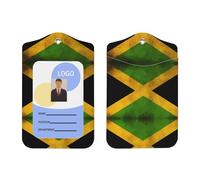 Badge ID Holder with Lanyard leathersSuitable for Teacher Nurses Journalists Student Working Card, Aesthetic Working Card Accessories Old Jamaican Flag Picture