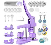 Badge Machine Button Maker, 25+32+58mm 300 Sets Plastic Badge Pin Back Zimiking with 10 Bottle Openers, 10 Key Chain Sets, Shapes & Round Paper Cutter (Purple)