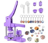 Badge Maker 32+58mm 200 Sets Button Maker Machine, DIY Pin Badge Making Kit Badge Punch Press Machine with 10 Bottle Openers, 10 Key Rings, Moulds and Circle Paper Cutter Plastic KEYSAFER