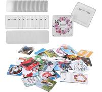 Badge Maker Accessories Square Button Maker Kit 50mm x 50mm with 100 Set Square Button Making Supplies, Square Photo Picture Badge Button, Gift Button, Team Badge, for Crafts and DIY Projects KEYSAFER