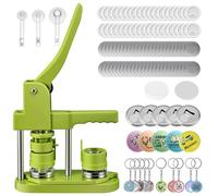 Badge Maker Button Machine Multiple Sizes DIY Pin Maker Badge Press Machine with 10 Bottle Opener, 10 Key Chain Suits, Molds & Round Paper Cutter DOYFAY (Green, DC109P320)