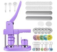 Badge Maker Button Machine Multiple Sizes DIY Pin Maker Badge Press Machine with 10 Bottle Opener, 10 Key Chain Suits, Molds & Round Paper Cutter DOYFAY (Violet, DC109P320)