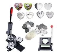 Badge Maker, Heart Shaped Button Press Kit with 100 Accessories & Cutter, DIY Custom Pin Badge Making Set, Create Your Own Badges Easily