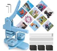 Badge Maker Machine,2x2 inch Square Fridge Magnet Maker Machine Kit, 50mm x 50mm Refrigerator Sticker Making Machine, DIY Badge Press Machine+100pcs Fridge Magnet Materials,Green