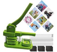 Badge Maker Machine,2x2 inch Square Fridge Magnet Maker Machine Kit, 50mm x 50mm Refrigerator Sticker Making Machine, DIY Badge Press Machine+100pcs Fridge Magnet Materials,Green