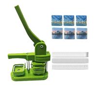 Badge Maker Machine Button, 50 mm Square Fridge Photo Magnets Maker Machine Press, Ergonomic Arc Handle Punch Press Kit, Easy DIY Button Making for Business and Personal Use,Green-Pin Badg