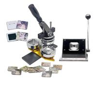 Badge Maker Machine for DIY Fridge Magnets, Includes 100 Rounded Edge Magnet Sheets, Compact Light Design for Making 50x50mm Magnets at Home