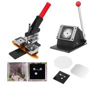 Badge Maker Machine for DIY Metal Pins and Fridge Magnets, Includes 100 Accessories and Square Cutter, Custom Badge Press Kit for Creative Projects