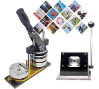 Badge Maker Machine,Fridge Sticker Making Machine, Photo Magnet Making Machine, Photo Magnet Press + Paper Cutter + 120 Sets, Materials for Photo Magnets,50 * 50mm