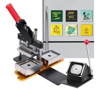 Badge Maker Machine Kit - DIY Square Fridge Magnet Maker, Photo Magnet Press with Paper Cutter & 100 Sets - Perfect for Custom Stickers & Creative Projects
