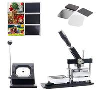 Badge Maker Machine, Professional Metal Button Maker with Circle Cutter and 100 Pcs Components, Includes Rectangular Photo Magnet Maker